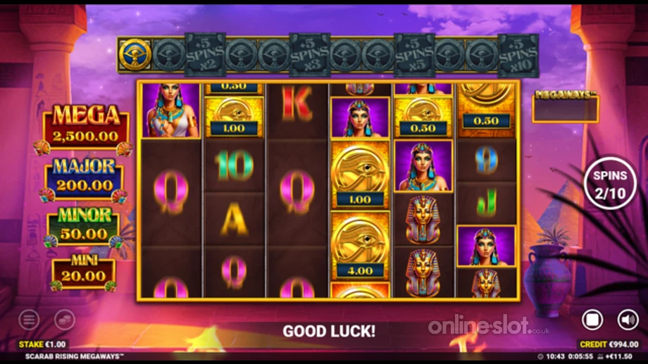 scarab rising megaways slot free spins