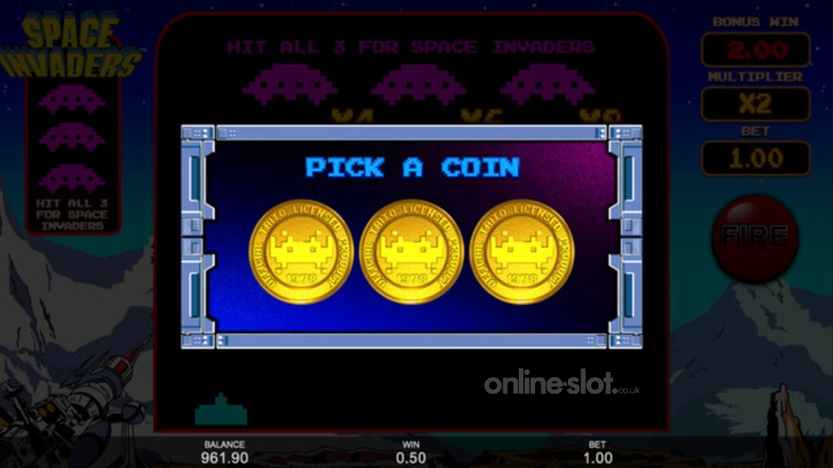 space invaders slot pick a coin feature