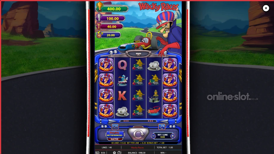 wacky races slot base game