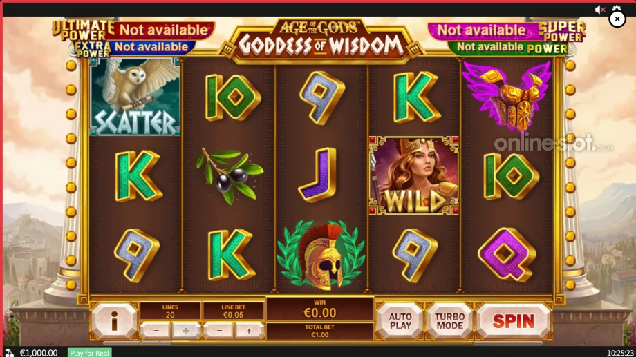 age of the gods goddess of wisdom slot base game
