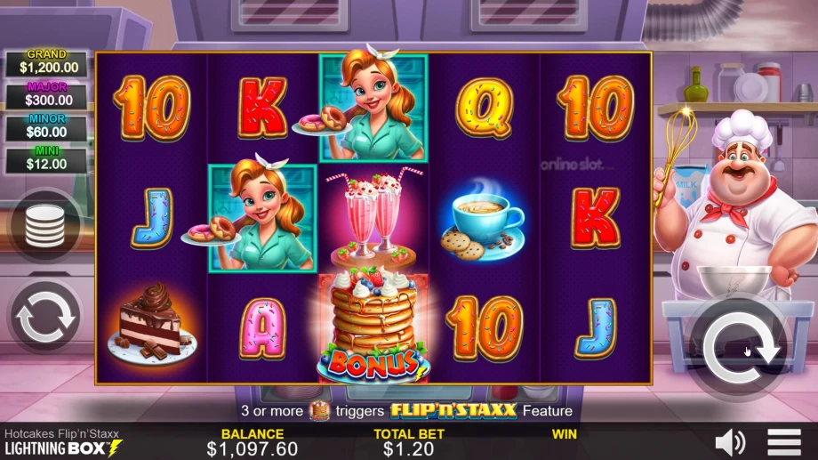 hotcakes flip n staxx slot base game