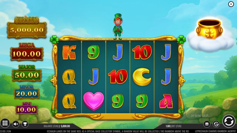 leprechaun charms rainbow jackpots slot base game