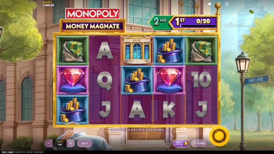monopoly money magnate slot base game