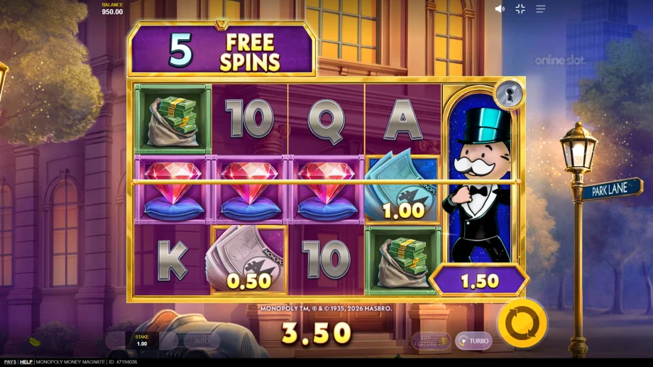 monopoly money magnate slot free spins