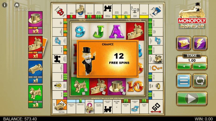 monopoly rush hour slot free spins