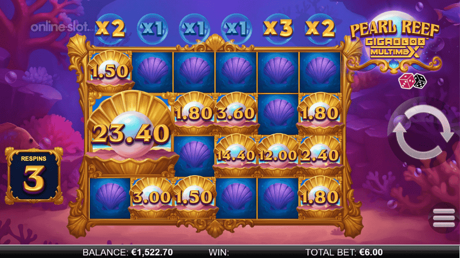 pearl reef gigablox™ multimax™ slot bonus respins