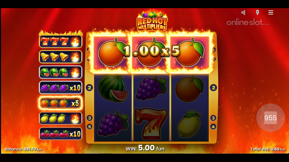 red hot multipliers slot hot multipliers features
