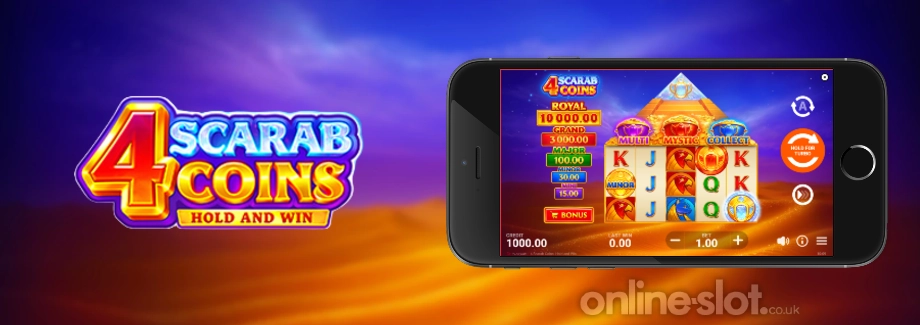 4 scarab coins hold and win mobile slot