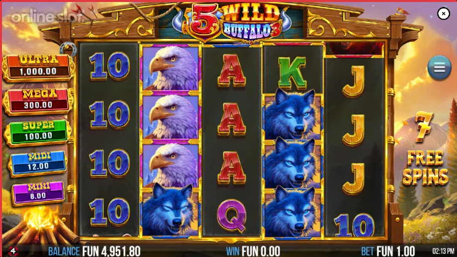 5 wild buffalo 3 slot free spins