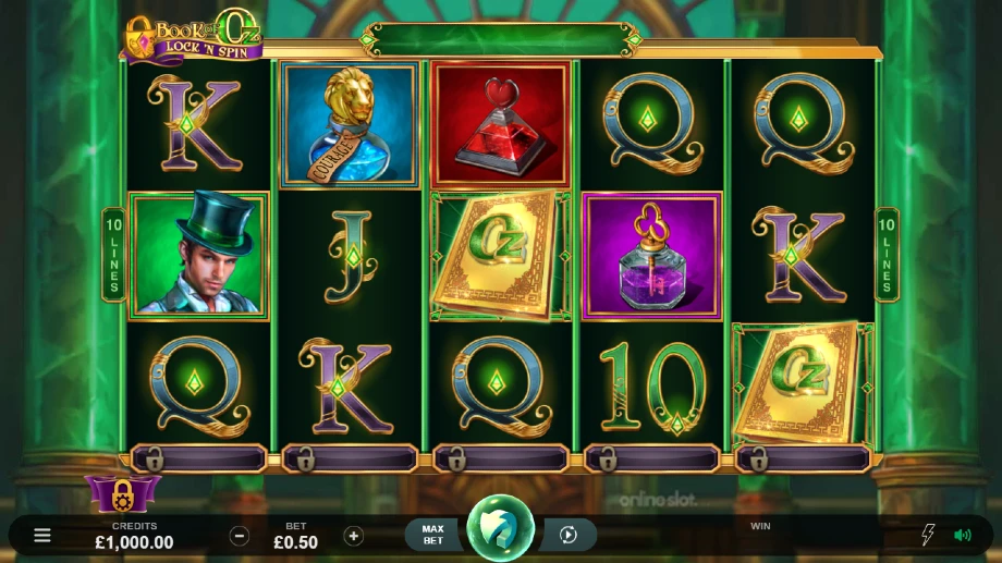 book of oz lock n spin slot base game