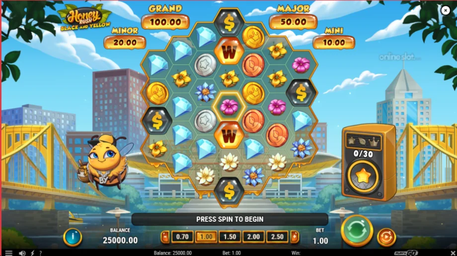 honey rush black and yellow slot base game