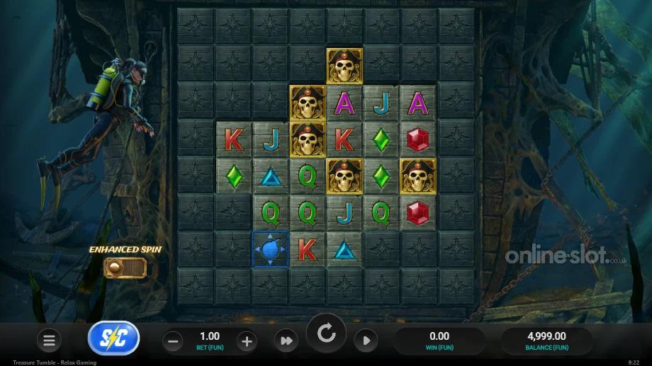 treasure tumble slot base game