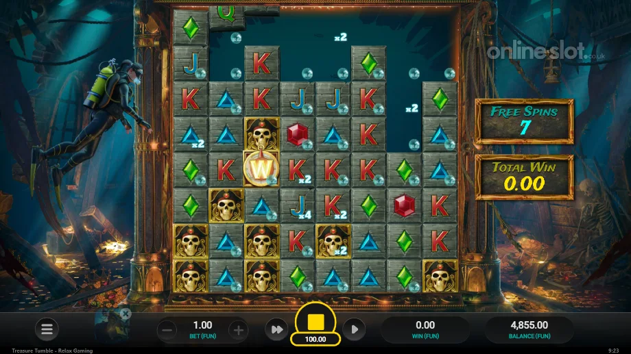 treasure tumble slot free spins