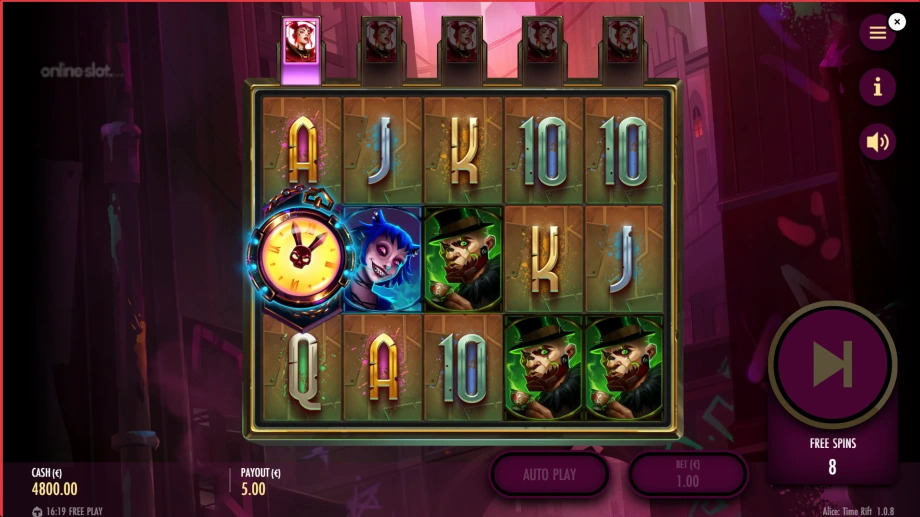 alice time rift slot free spins