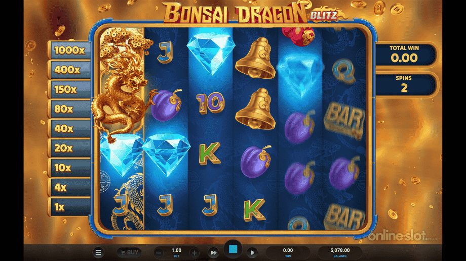 bonsai dragon blitz slot base game