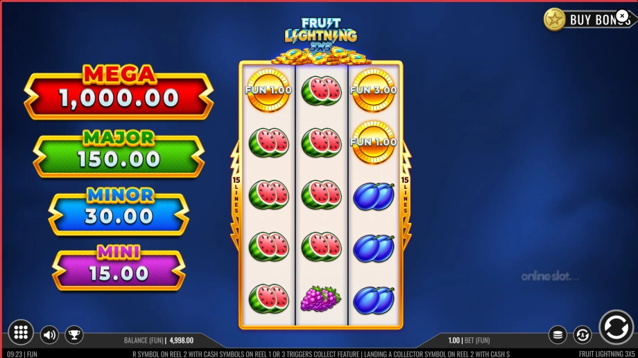 fruit lightning 3x5 slot base game