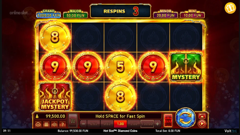 hot slot diamond coins slot respins