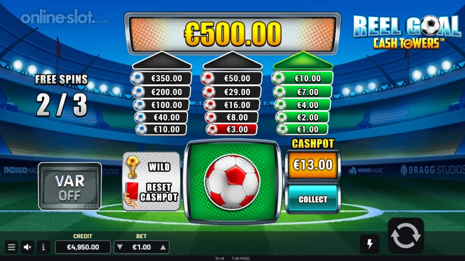 reel goal cash towers slot free spins