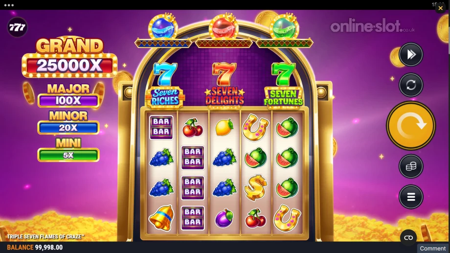 triple seven flames of craze slot base game