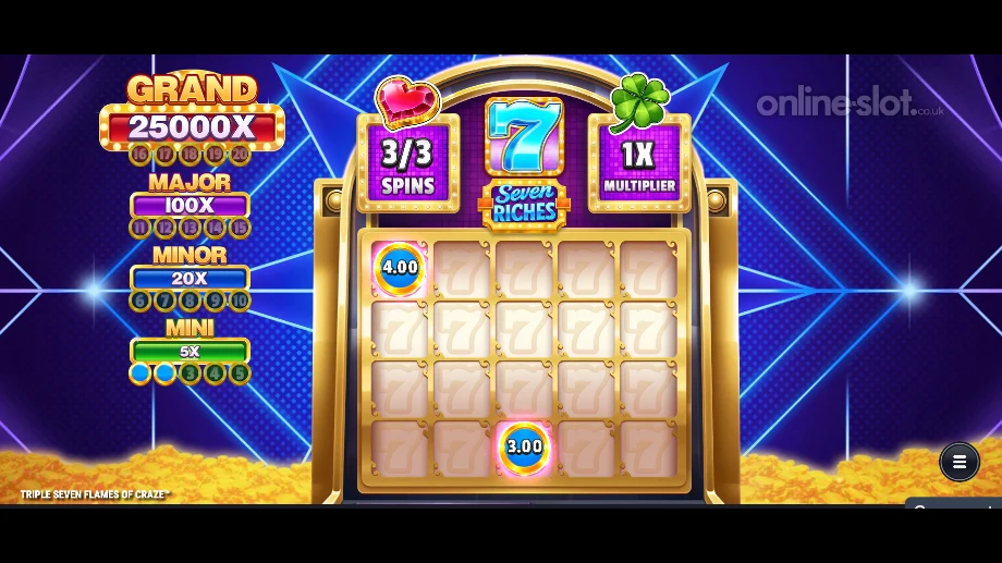 triple seven flames of craze slot seven riches bonus game