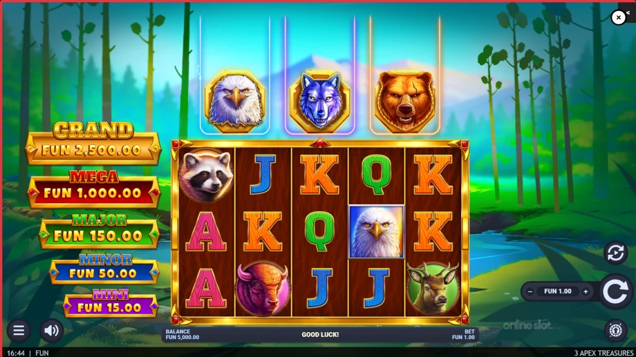 3 apex treasures slot base game