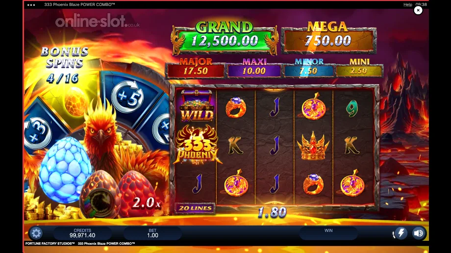 333 phoenix blaze power combo slot free spins