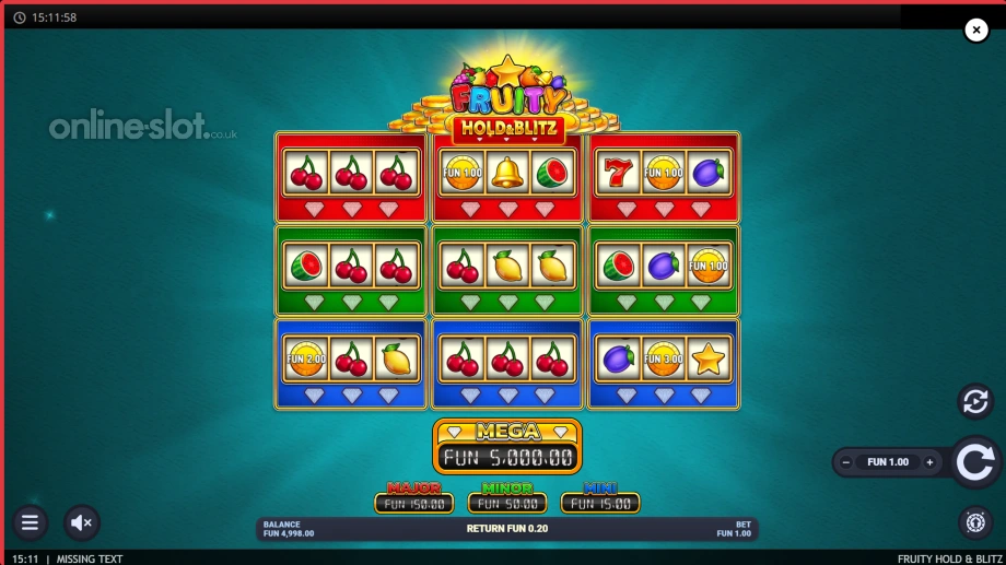 fruity hold and blitz slot base game