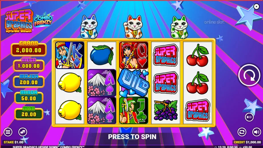 super graphics upside down combo frenzy slot base game