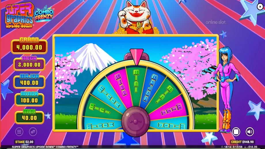super graphics upside down combo frenzy slot bonus wheel