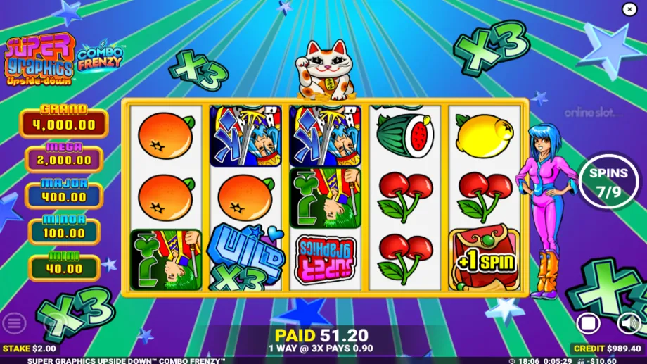 super graphics upside down combo frenzy slot free spins