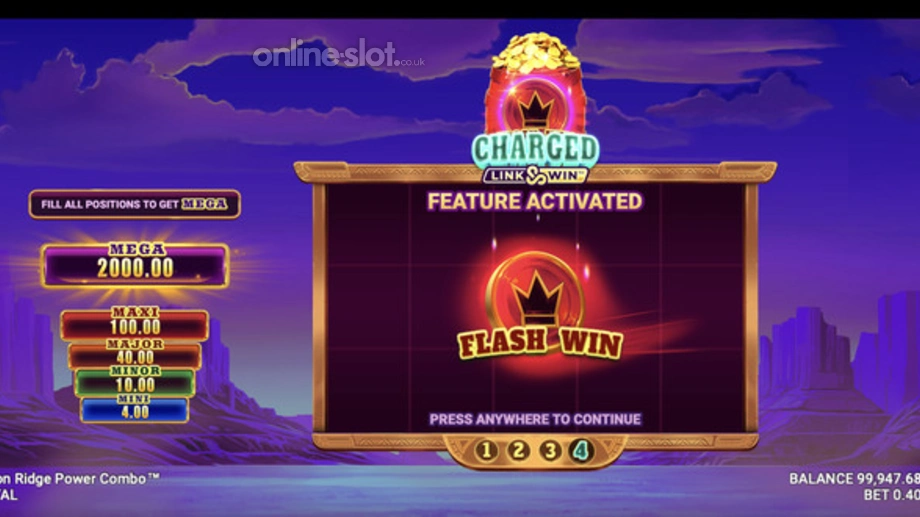 bison rigde power combo slot charged link and win feature