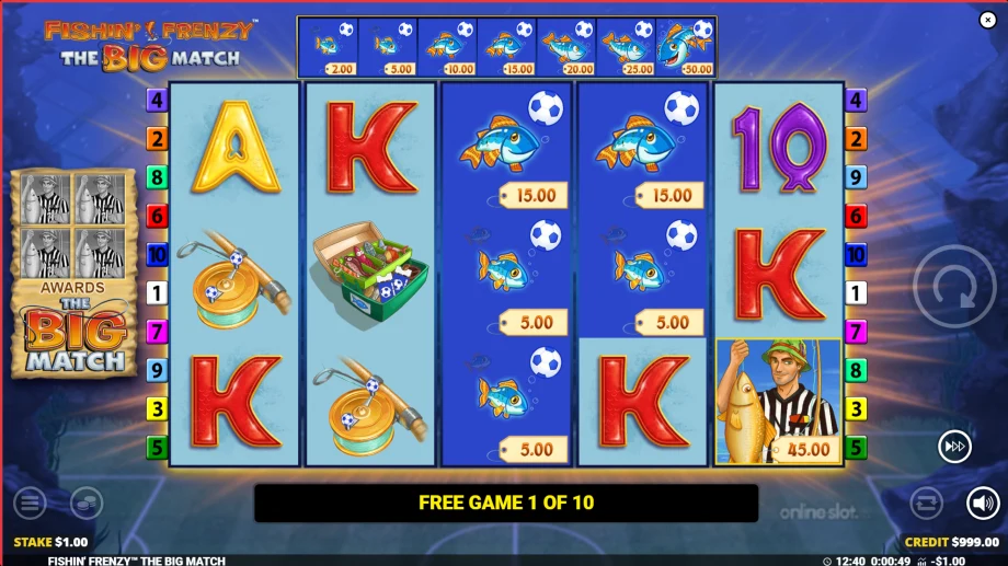 fishin frenzy the big match slot free spins