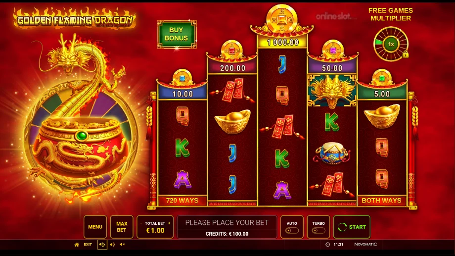 golden flaming dragon slot base game