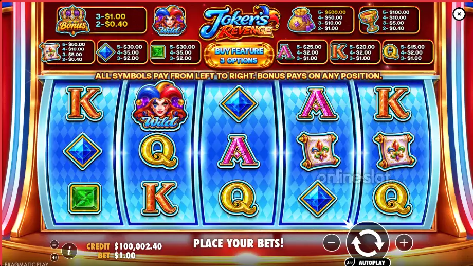 jokers revenge slot base game