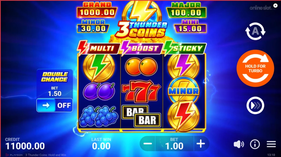 3 thunder coins hold and win slot base game