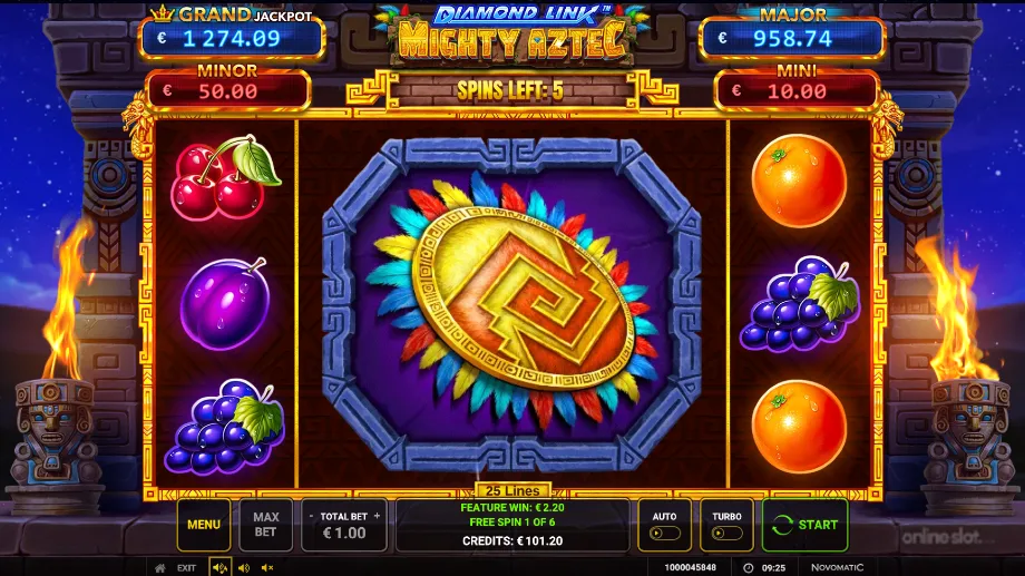 diamond link mighty aztec slot free spins