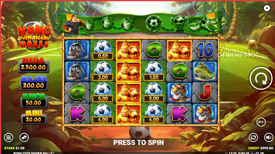 kong even bigger balls slot base game