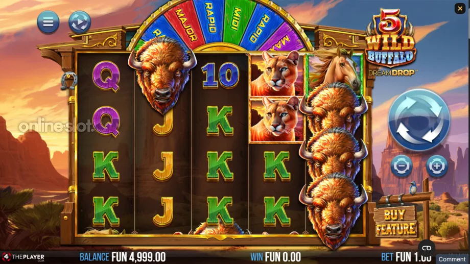5 wild buffalo dream drop slot base game