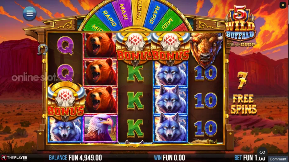 5 wild buffalo dream drop slot free spins
