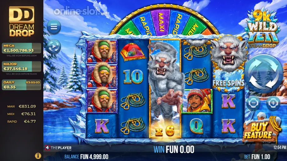 9k wild yeti dream drop slot base game