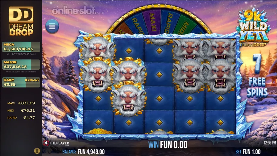 9k wild yeti dream drop slot free spins
