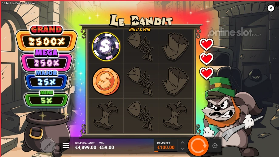 le bandit hold and win slot rainbow fortune hold and win bonus