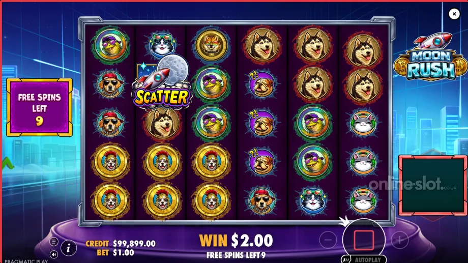 moon rush slot free spins