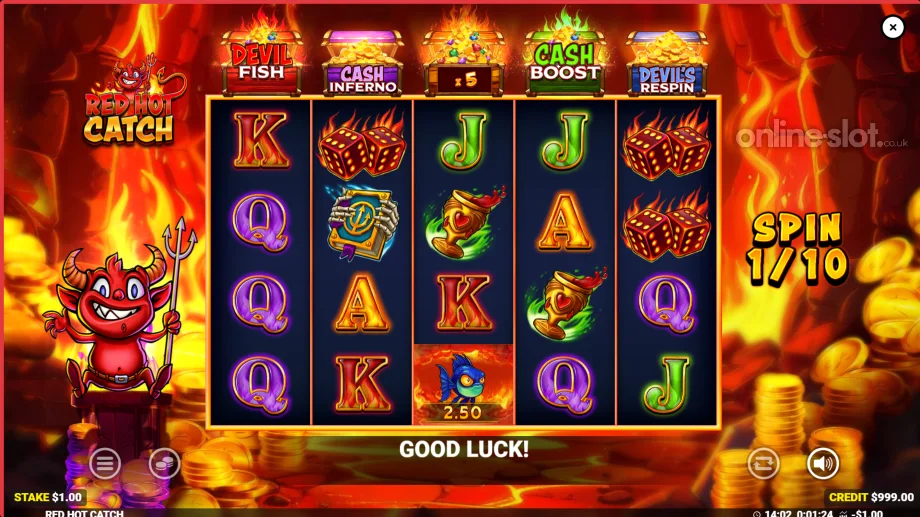 red hot catch slot base game