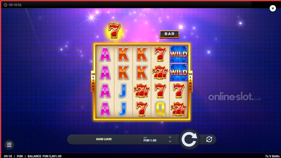 sevens v bars slot base game