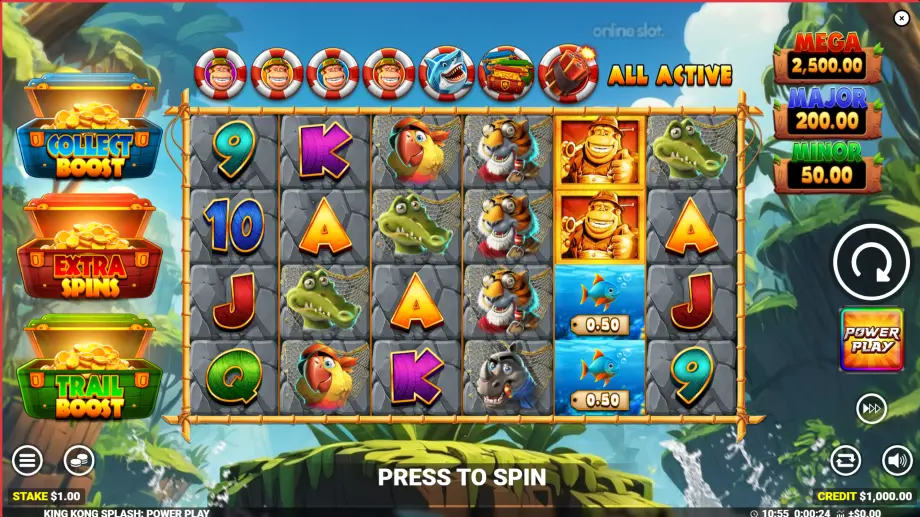 king kong splash power play slot base game