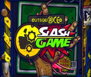outsourced slash game slot logo
